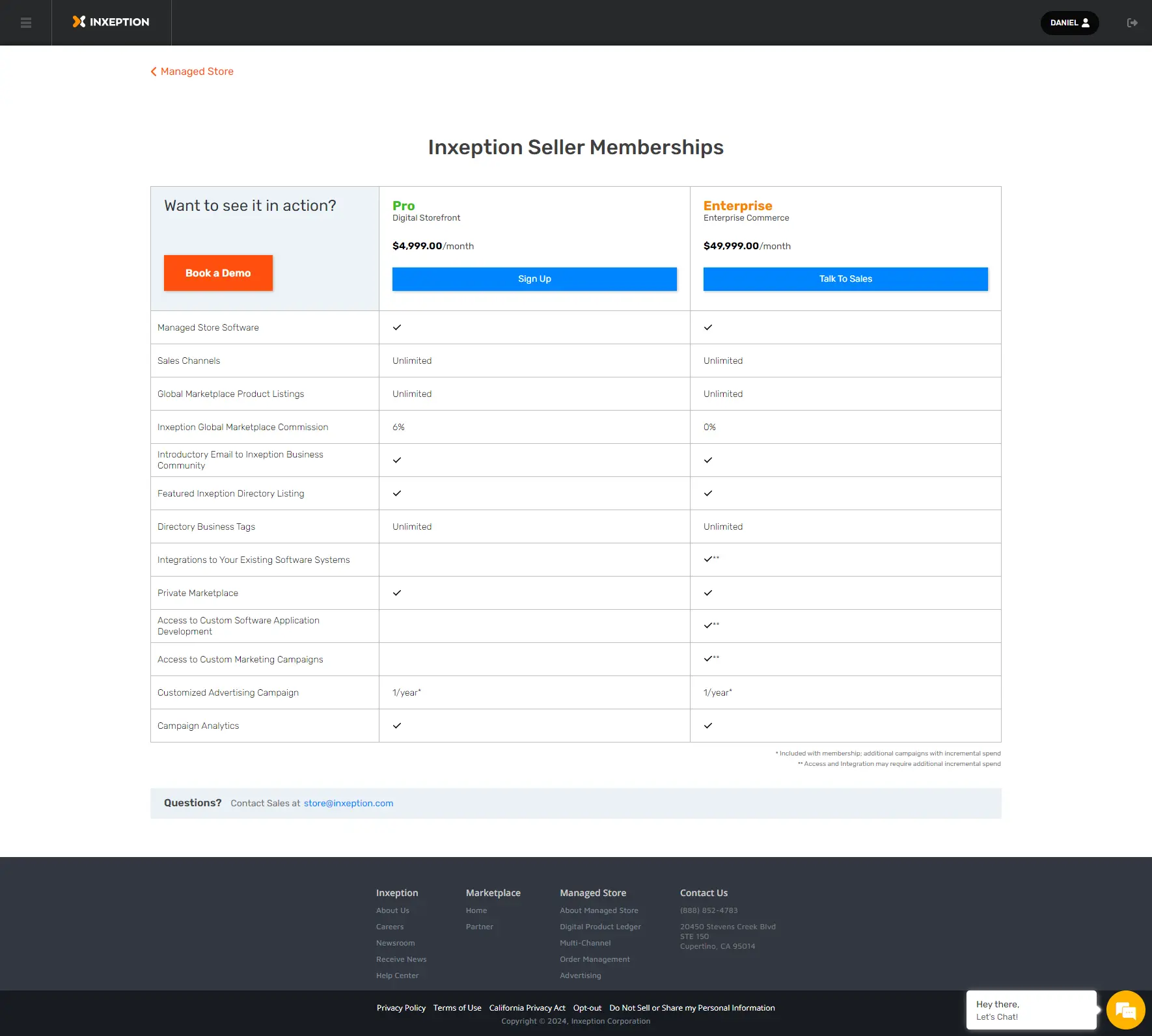 Landing page showcase the product price info and top of the funnel.