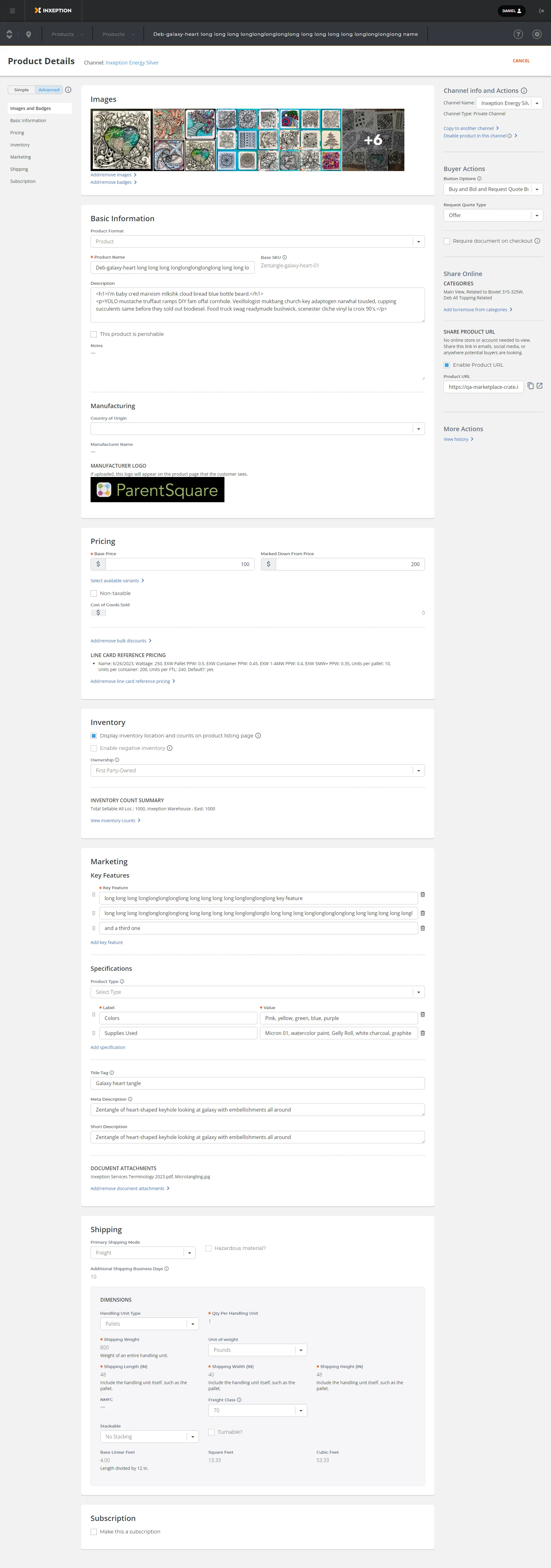 Managed Store Product Details page.